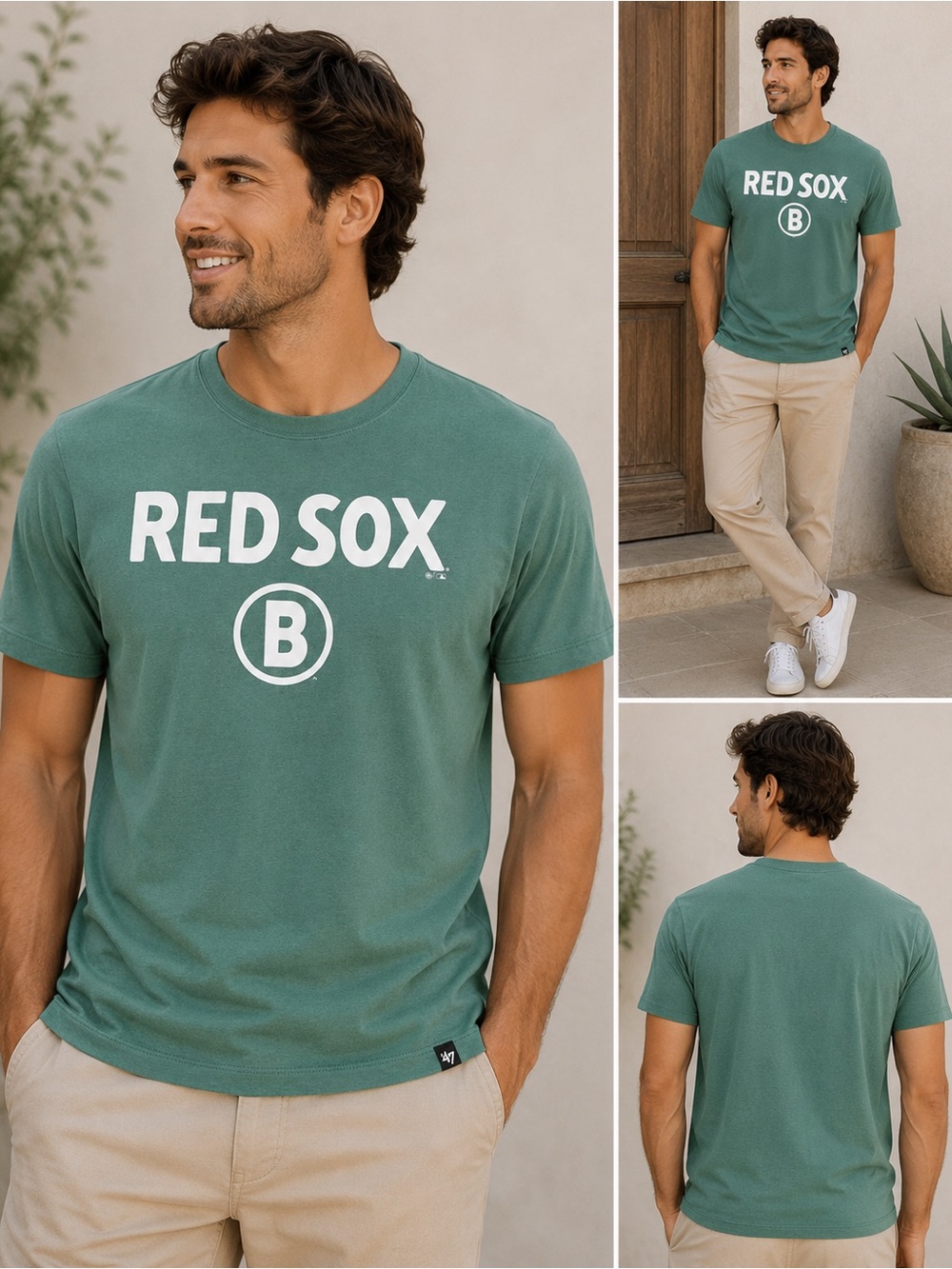47’ Red Sox Logo Green Crewneck T-Shirt - Men's Large